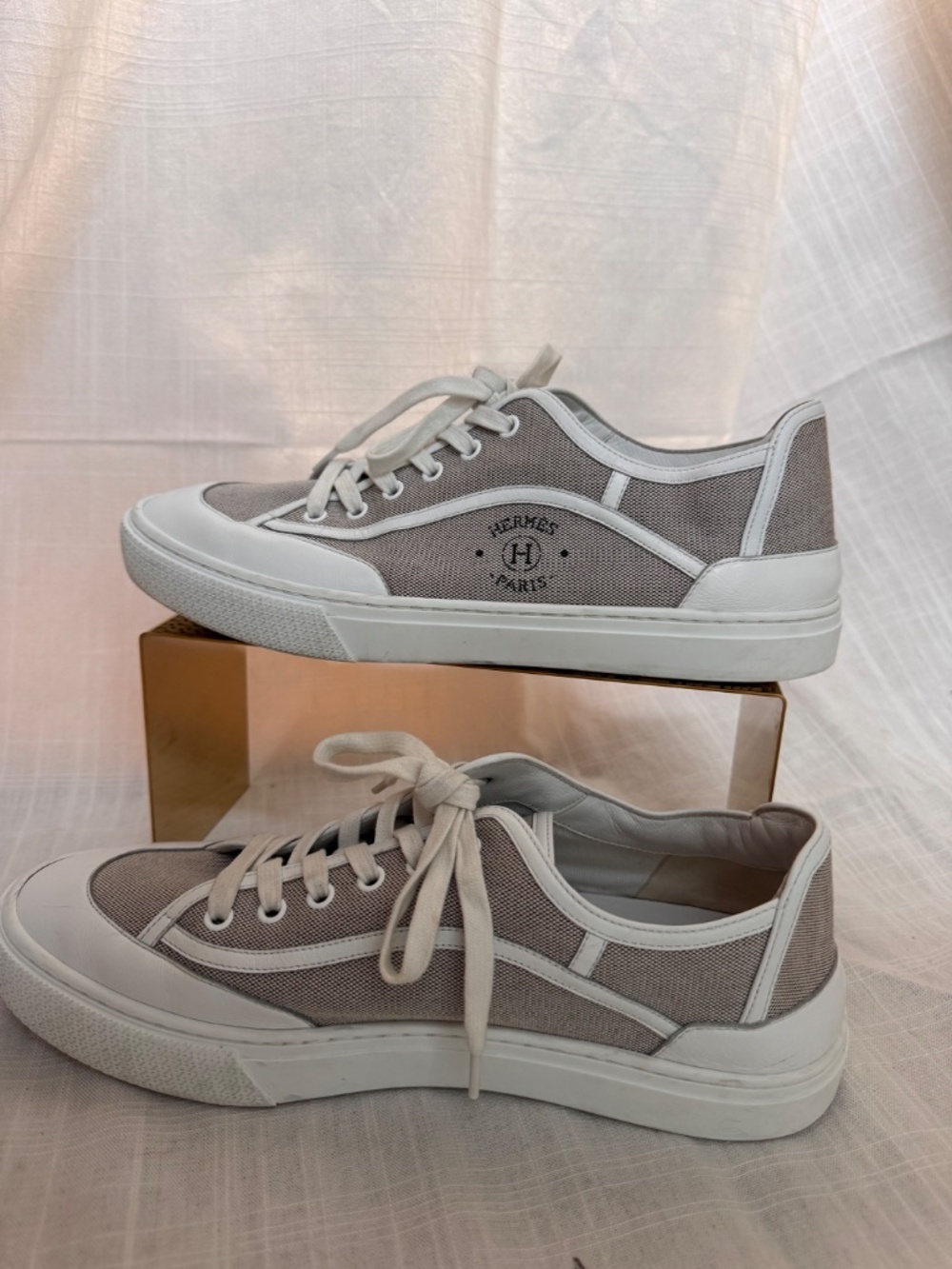 Hermes Get Men's Sneakers in Canvas and Calfskin Size 9 - Picture 8 of 8